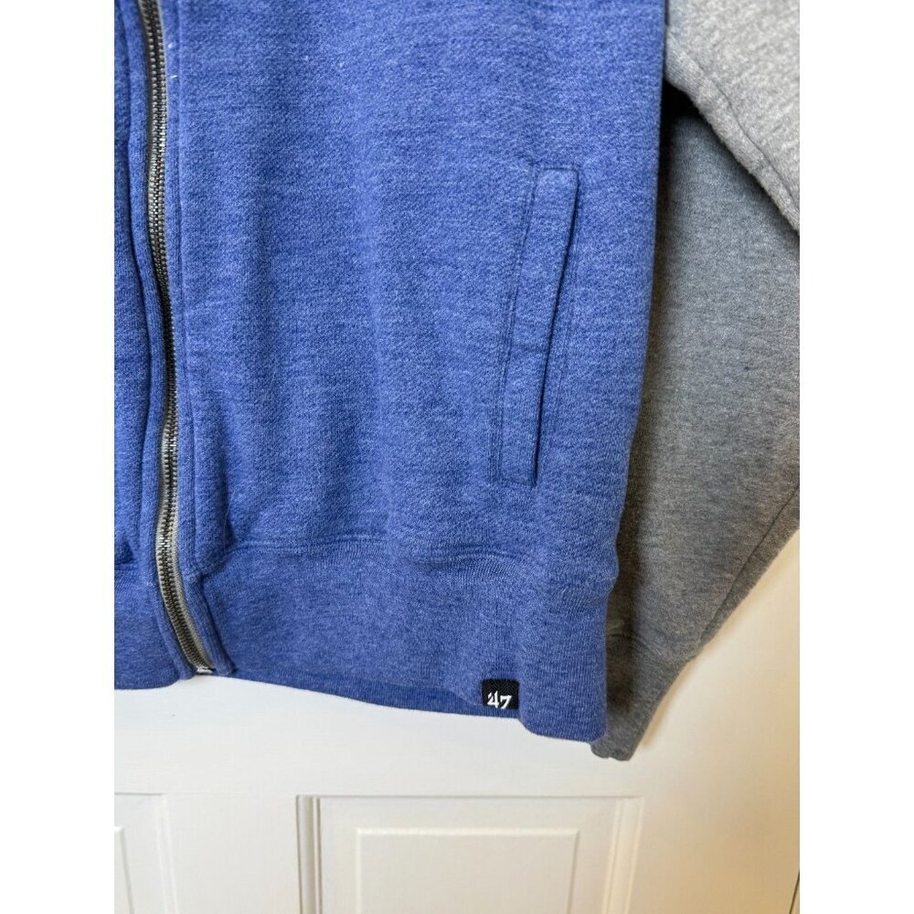 New York Knicks Mens Med 47 Brand Blue Gray Full Zip Track Jacket NBA Logo - Picture 6 of 13